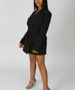 Kaiia WRAP BELT BLAZER DRESS BLACK