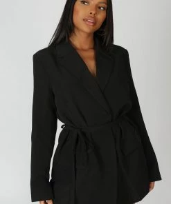 Kaiia WRAP BELT BLAZER DRESS BLACK