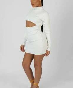 Kaiia LONG SLEEVE WAIST CUT OUT MINI DRESS IVORY CLOTHING 9 Kaiia LONG SLEEVE WAIST CUT OUT MINI DRESS IVORY CLOTHING
