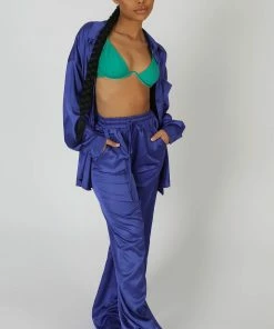 Kaiia SATIN WIDE LEG TROUSERS PURPLE