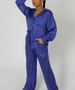 Kaiia SATIN WIDE LEG TROUSERS PURPLE