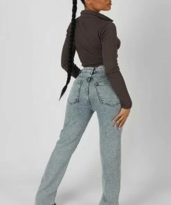 Kaiia CLOTHING LONG SLEEVE COLLAR RUCHED TOP TAUPE