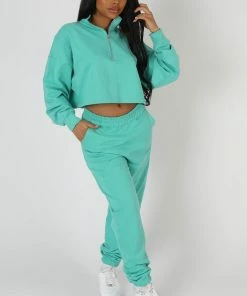 Kaiia HALF ZIP CROP SWEATSHIRT PEPPERMINT CLOTHING