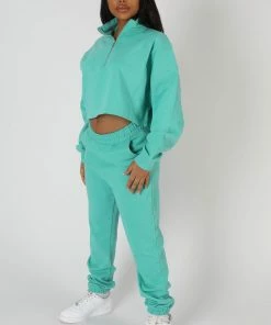 Kaiia HALF ZIP CROP SWEATSHIRT PEPPERMINT CLOTHING