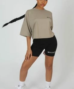 Kaiia CLOTHING OVERSIZED FIT QR DETAIL CROPPED T-SHIRT ELM