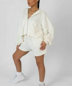 Kaiia SEAM DETAIL TOWELLING RELAXED SHORT ECRU CLOTHING 10 Kaiia SEAM DETAIL TOWELLING RELAXED SHORT ECRU CLOTHING