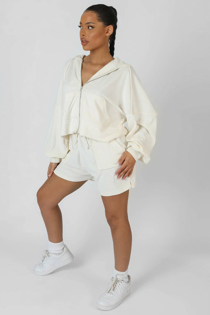 Kaiia SEAM DETAIL TOWELLING RELAXED SHORT ECRU CLOTHING 5 Kaiia SEAM DETAIL TOWELLING RELAXED SHORT ECRU CLOTHING