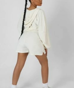 Kaiia ZIP THROUGH TOWELLING HOODIE ECRU