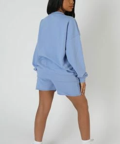 Kaiia GRAPHIC QR CODE SWEAT SHORTS BLUEBELL