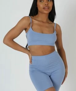Kaiia BASIC SCOOP NECK CROP TOP BLUEBELL CLOTHING