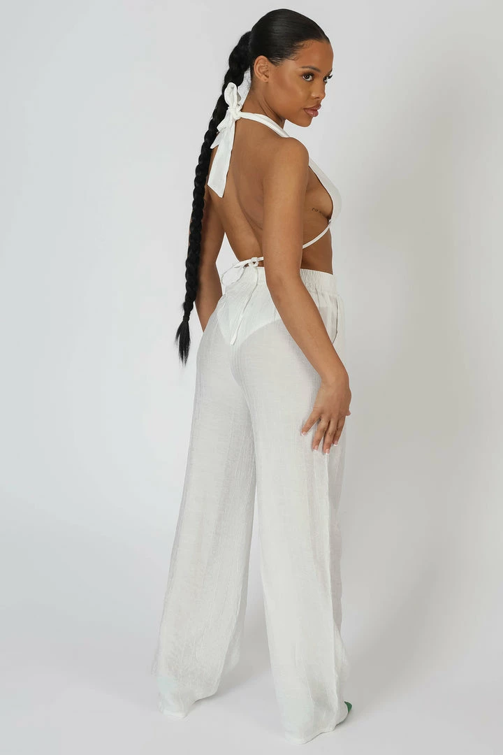 Kaiia CLOTHING CRINKLE HALTERNECK TOP WHITE 6 Kaiia CLOTHING CRINKLE HALTERNECK TOP WHITE