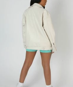 Kaiia CLOTHING PU BIKER JACKET STONE