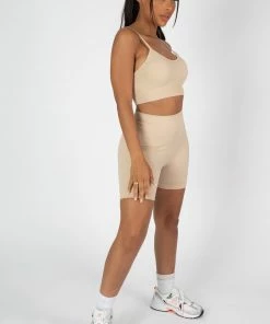 Kaiia RIBBED CROP TOP AND SHORT CO-ORD SET SAND