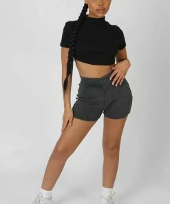 Kaiia V FRONT CYCLING SHORTS CHARCOAL CLOTHING