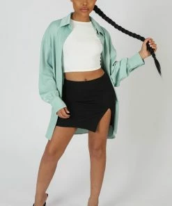 Kaiia SATIN OVERSIZED SHIRT MINT