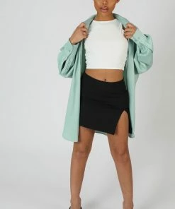 Kaiia SATIN OVERSIZED SHIRT MINT 9 Kaiia SATIN OVERSIZED SHIRT MINT