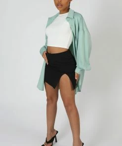 Kaiia SATIN OVERSIZED SHIRT MINT 10 Kaiia SATIN OVERSIZED SHIRT MINT