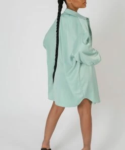 Kaiia SATIN OVERSIZED SHIRT MINT 11 Kaiia SATIN OVERSIZED SHIRT MINT