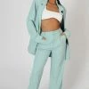 Kaiia SPLIT DETAIL HIGH WAISTED DAD TROUSER PEPPERMINT CLOTHING
