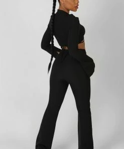 Kaiia CLOTHING BULLRING DETAIL FLARE TROUSERS BLACK