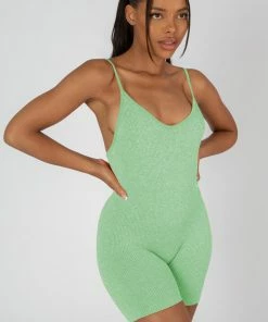 Kaiia SHORTS RIBBED SHORT UNITARD MINT 8 Kaiia SHORTS RIBBED SHORT UNITARD MINT