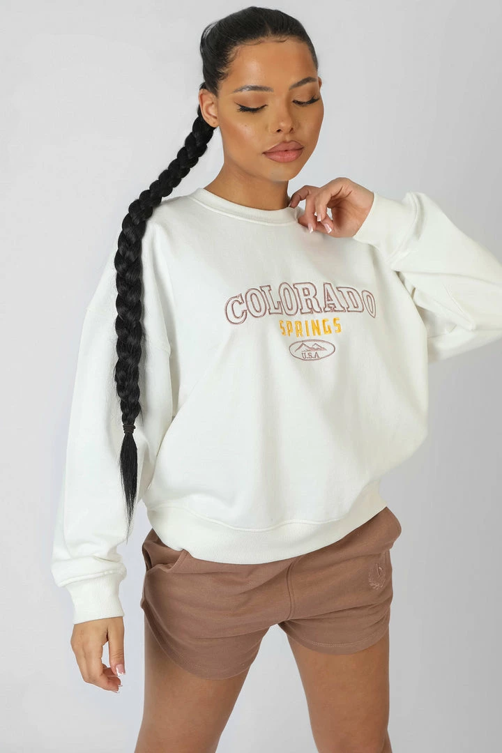 Kaiia COLORADO SPRINGS OVERSIZED SWEATSHIRT ECRU CLOTHING 7 Kaiia COLORADO SPRINGS OVERSIZED SWEATSHIRT ECRU CLOTHING