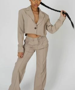 Kaiia SEAM DETAIL RELAXED TROUSER STONE CLOTHING