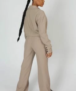 Kaiia OVERSIZED BOXY CROPPED BLAZER STONE