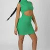Kaiia RIB CUT OUT BODYCON MINI DRESS GREEN CLOTHING