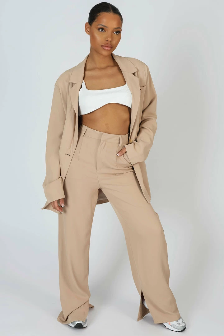 Kaiia SPLIT DETAIL HIGH WAISTED DAD TROUSER SAND TAILORING 3 Kaiia SPLIT DETAIL HIGH WAISTED DAD TROUSER SAND TAILORING