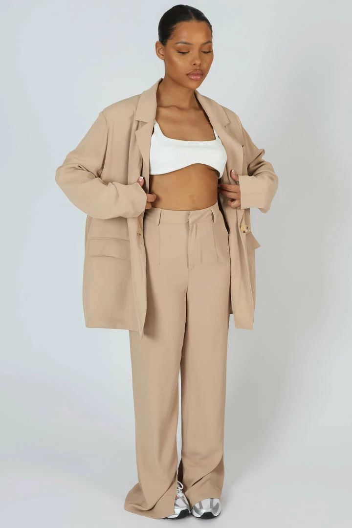 Kaiia SPLIT DETAIL HIGH WAISTED DAD TROUSER SAND TAILORING 5 Kaiia SPLIT DETAIL HIGH WAISTED DAD TROUSER SAND TAILORING
