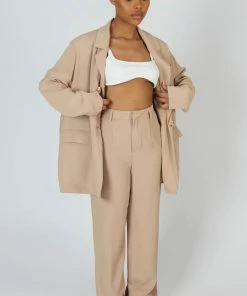 Kaiia CLOTHING OVERSIZED DAD BLAZER SAND