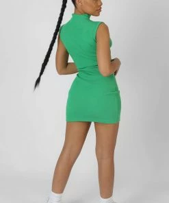 Kaiia RIB CUT OUT BODYCON MINI DRESS GREEN CLOTHING