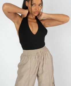 Kaiia CLOTHING SPLIT HEM CARGO TROUSERS STONE