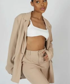 Kaiia CLOTHING OVERSIZED DAD BLAZER SAND