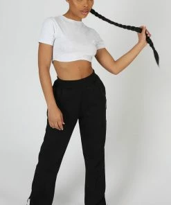 CLOTHING KAIIA TONAL EMBROIDERED JOGGERS BLACK