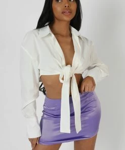 Kaiia WRAP WAIST POPLIN SHIRT WHITE CLOTHING
