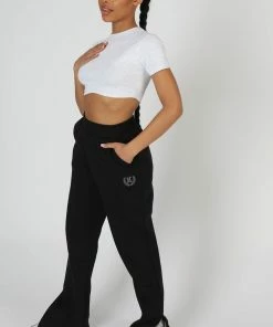 CLOTHING KAIIA TONAL EMBROIDERED JOGGERS BLACK