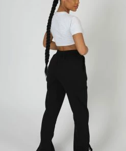 CLOTHING KAIIA TONAL EMBROIDERED JOGGERS BLACK