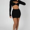 Kaiia SLINKY SKIRT AND TOP CO-ORD NEON BLACK