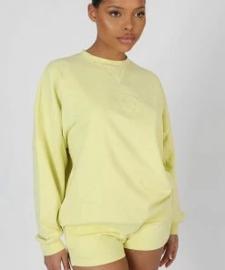 Kaiia AMALFI COAST EMBROIDERED OVERSIZED SWEATSHIRT LEMON