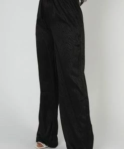 Kaiia SATIN ZEBRA PRINT WIDE LEG TROUSERS BLACK CLOTHING