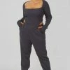 Kaiia CURVE EXTREME HIGH LEG BODYSUIT DARK GREY CLOTHING