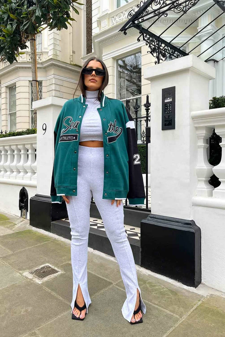 Kaiia SEATTLE VARSITY JACKET FOREST GREEN CLOTHING 4 Kaiia SEATTLE VARSITY JACKET FOREST GREEN CLOTHING