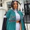 Kaiia SEATTLE VARSITY JACKET FOREST GREEN CLOTHING
