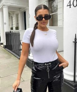 Kaiia DIONNE CROWE EDIT CAP SLEEVE TSHIRT BODYSUIT WHITE