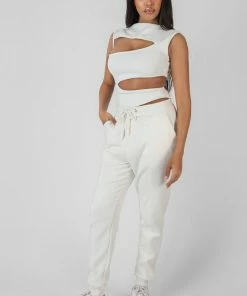 Kaiia OVERSIZED FIT SEAM FRONT 90S JOGGERS ECRU CLOTHING