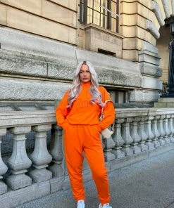 Kaiia REVERSE PANEL RELAXED JOGGERS ORANGE CLOTHING