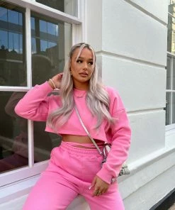 Kaiia CLOTHING OVERSIZED CROPPED SWEAT PINK