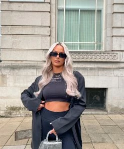 CLOTHING KAIIA PRINTED RACER CROP TOP BLACK